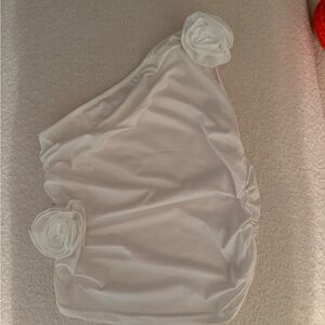 Source Unknown White One-Shoulder Blouse